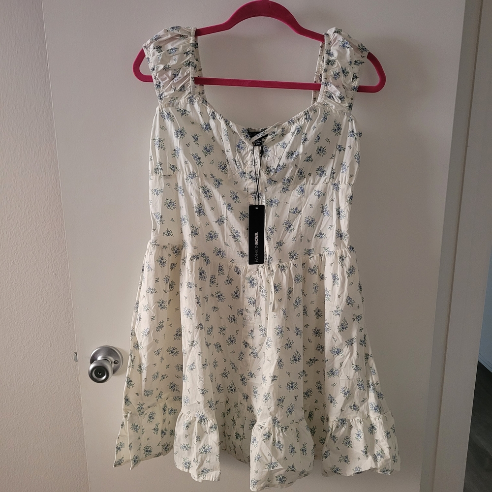 Fashion Nova Blue May Flowers Dress